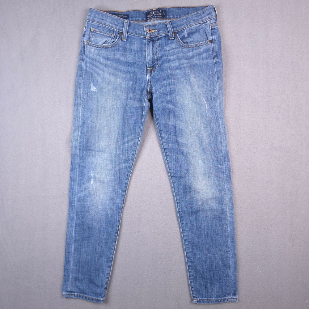 Lucky Brand Sienna Slim Boyfriend Jeans Blue 4/27 Tomales Bay Distressed Stretch
